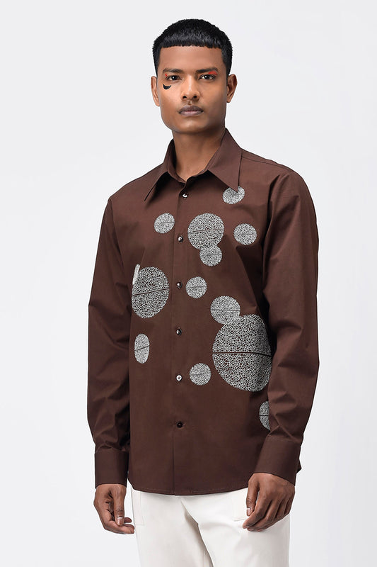 Mens Shirt With Asymmetric Polka Embroidery