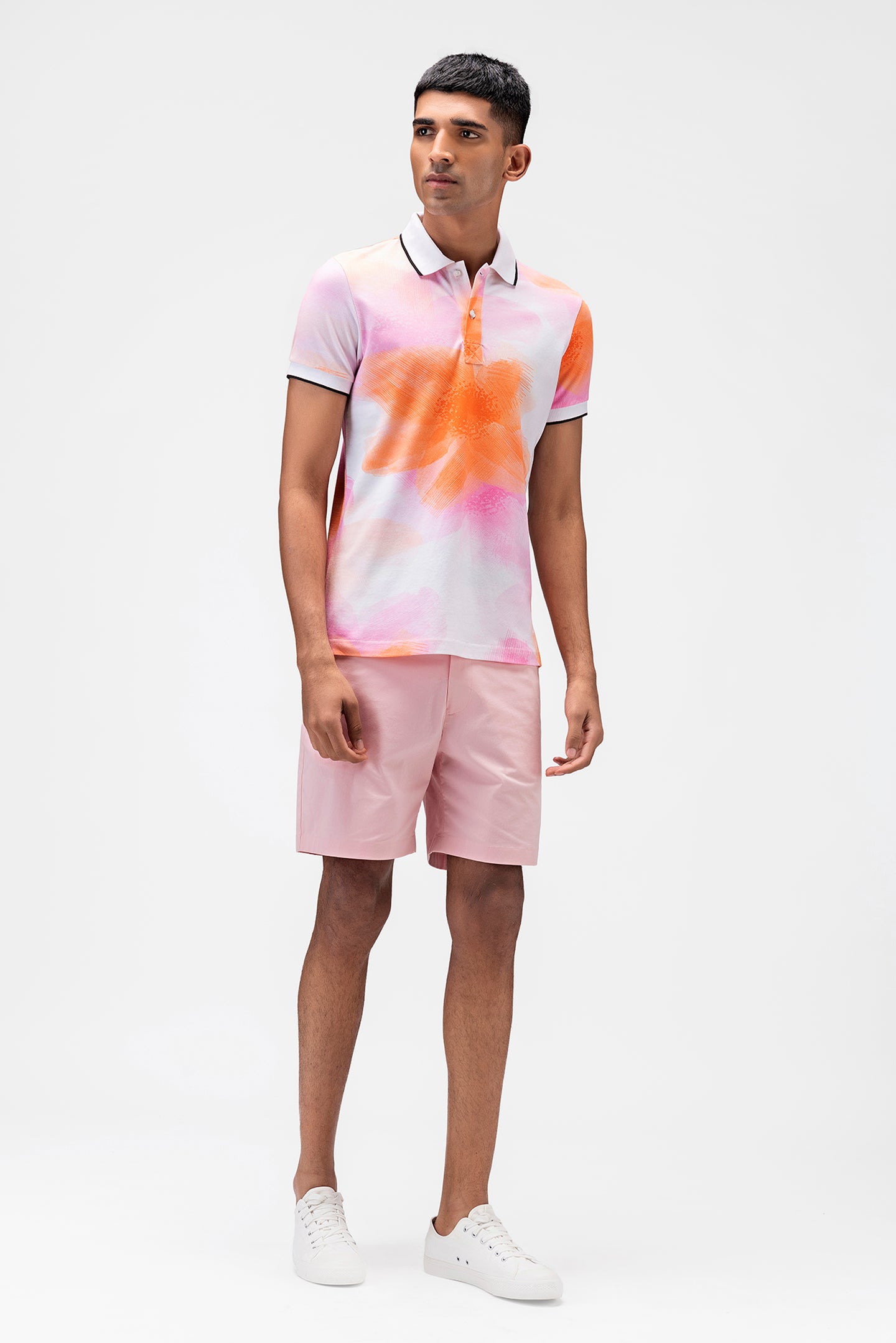 Ombre Floral Mens Polo T-shirt