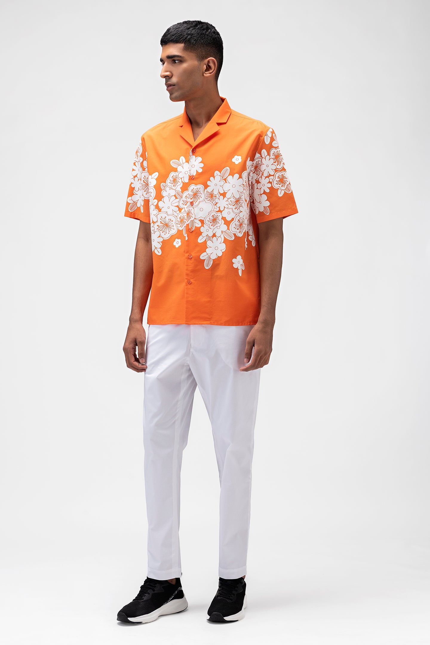 Full Bloom Mens Shirt With Cuban Collar