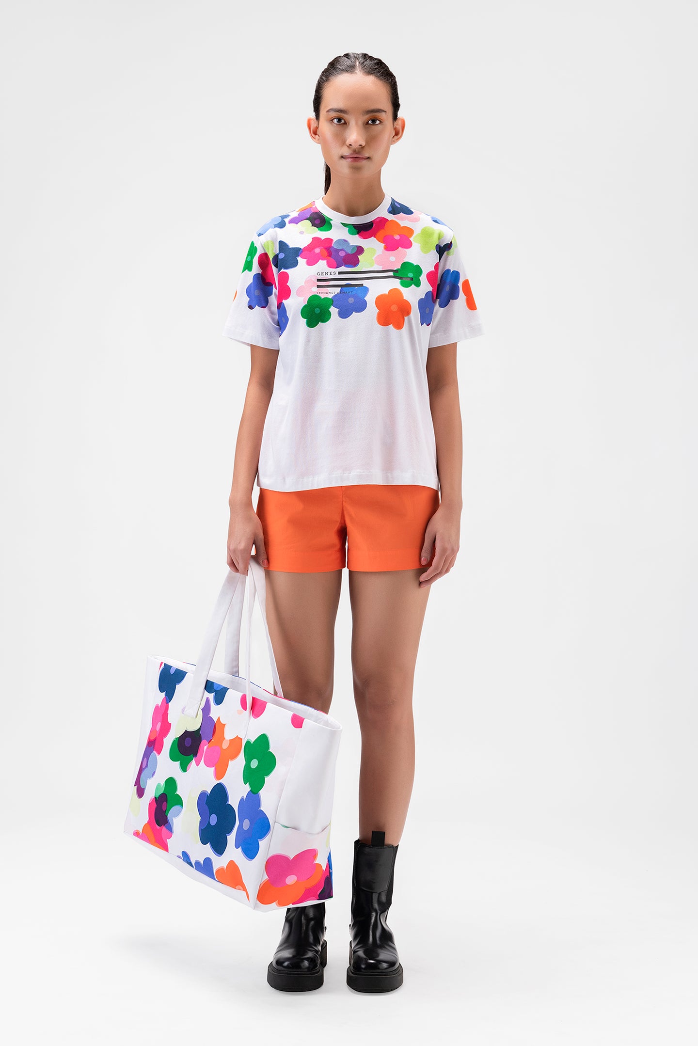 Multicolored Floral Print Womens T-Shirt