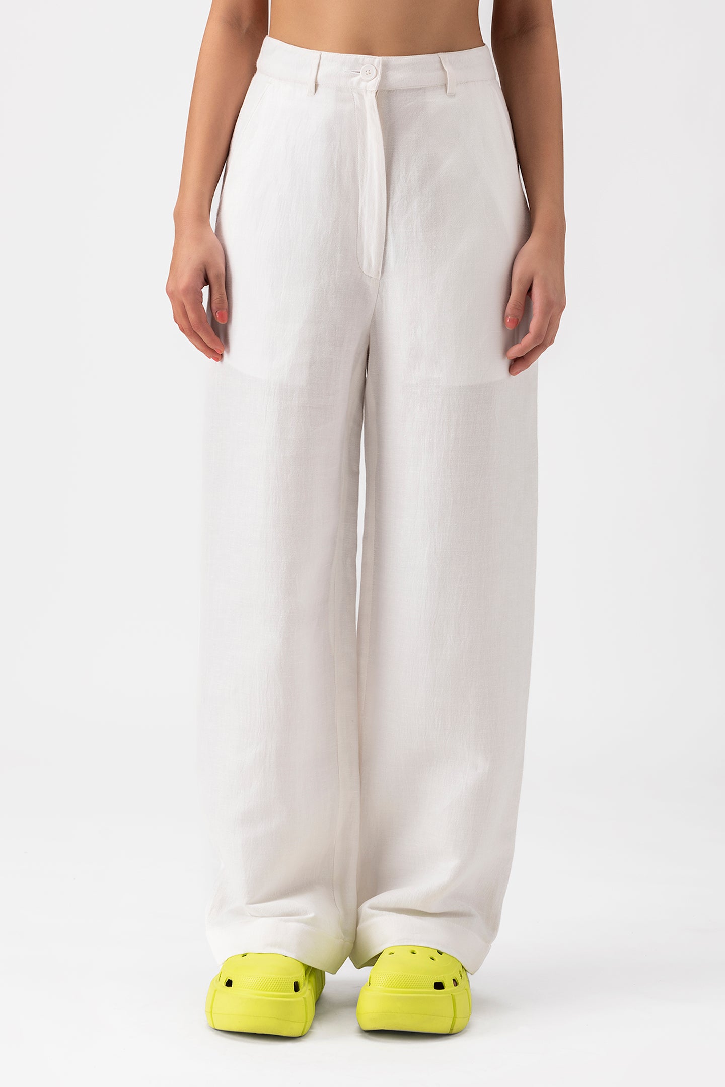 Womens Linen Flared Trousers
