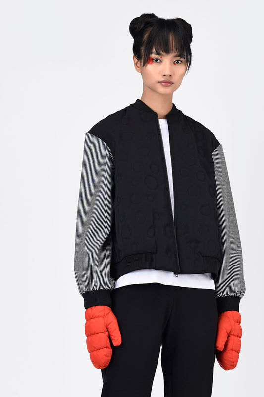 Quilted Womens Bomber Jacket With Detachable Sling Bag