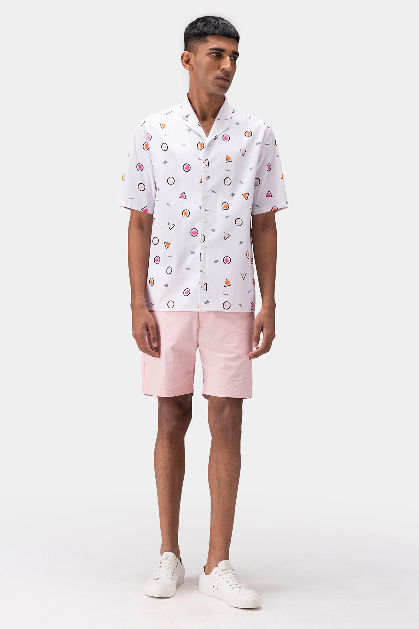 Floral Iconography Mens Shirt With Cuban Collar