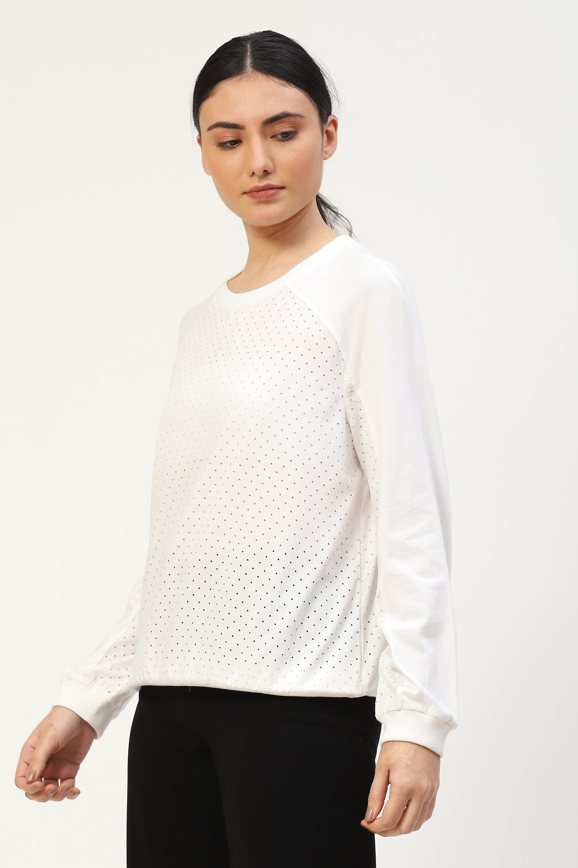 Perforated Full Sleeves Top