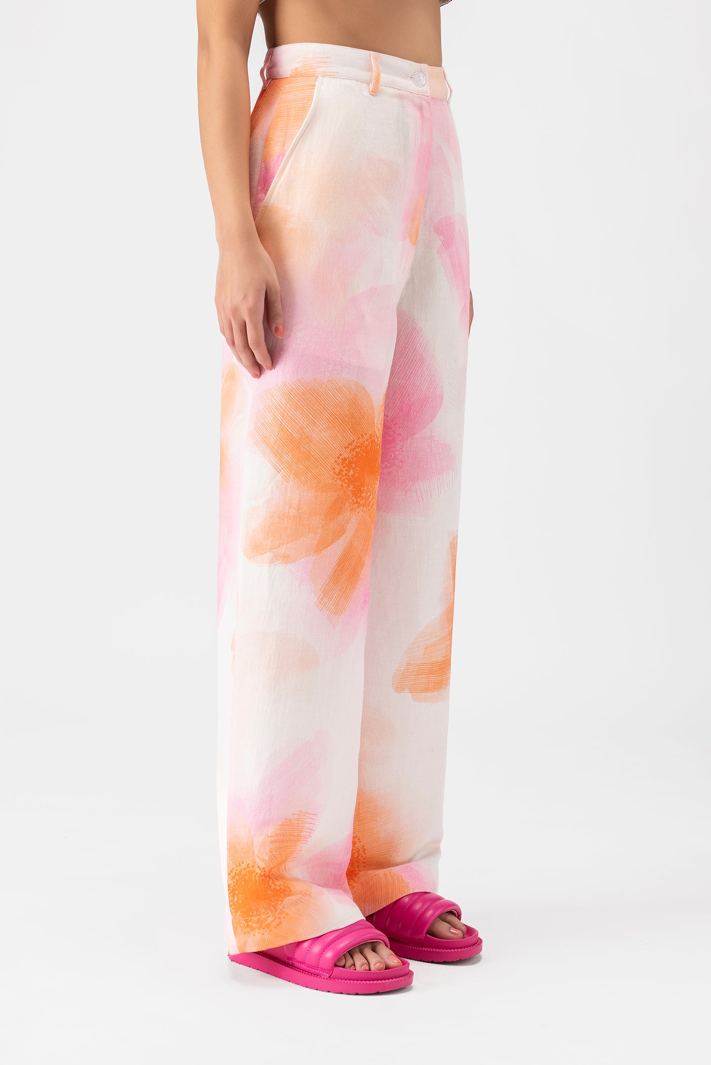 Ombre Florals Womens Flared Trousers