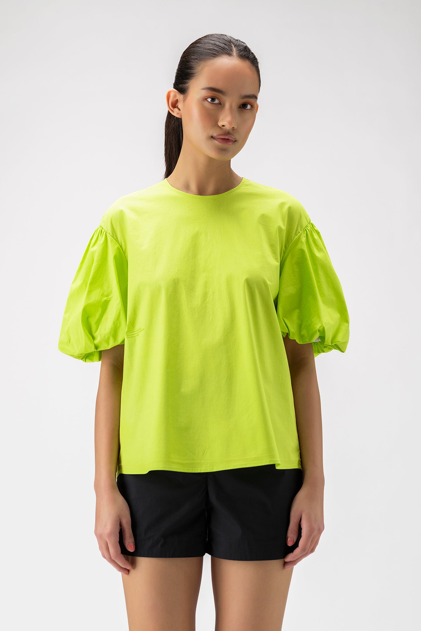 Round Neck Top with Baloon Sleeves