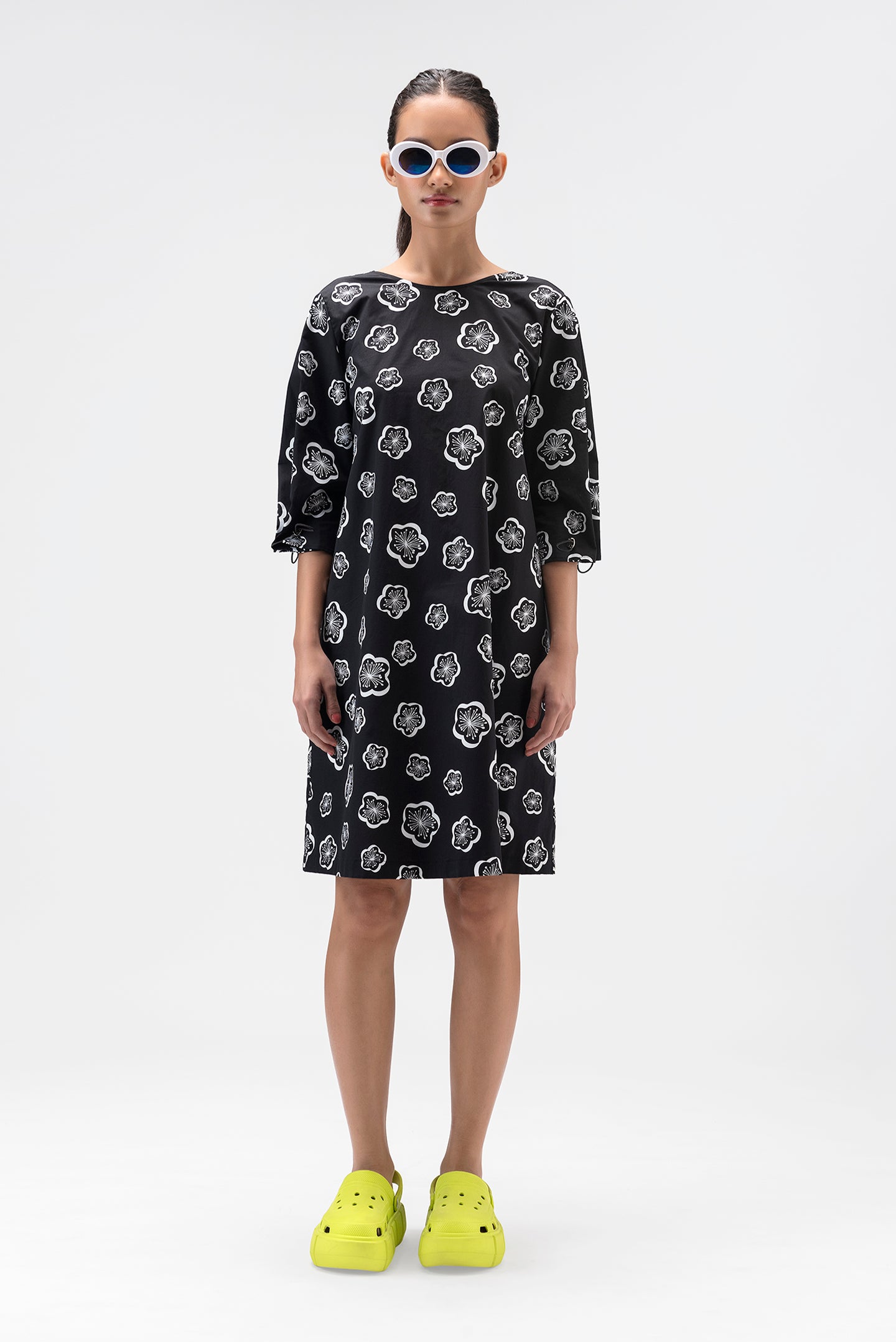 Printed Dress With Box Pleats