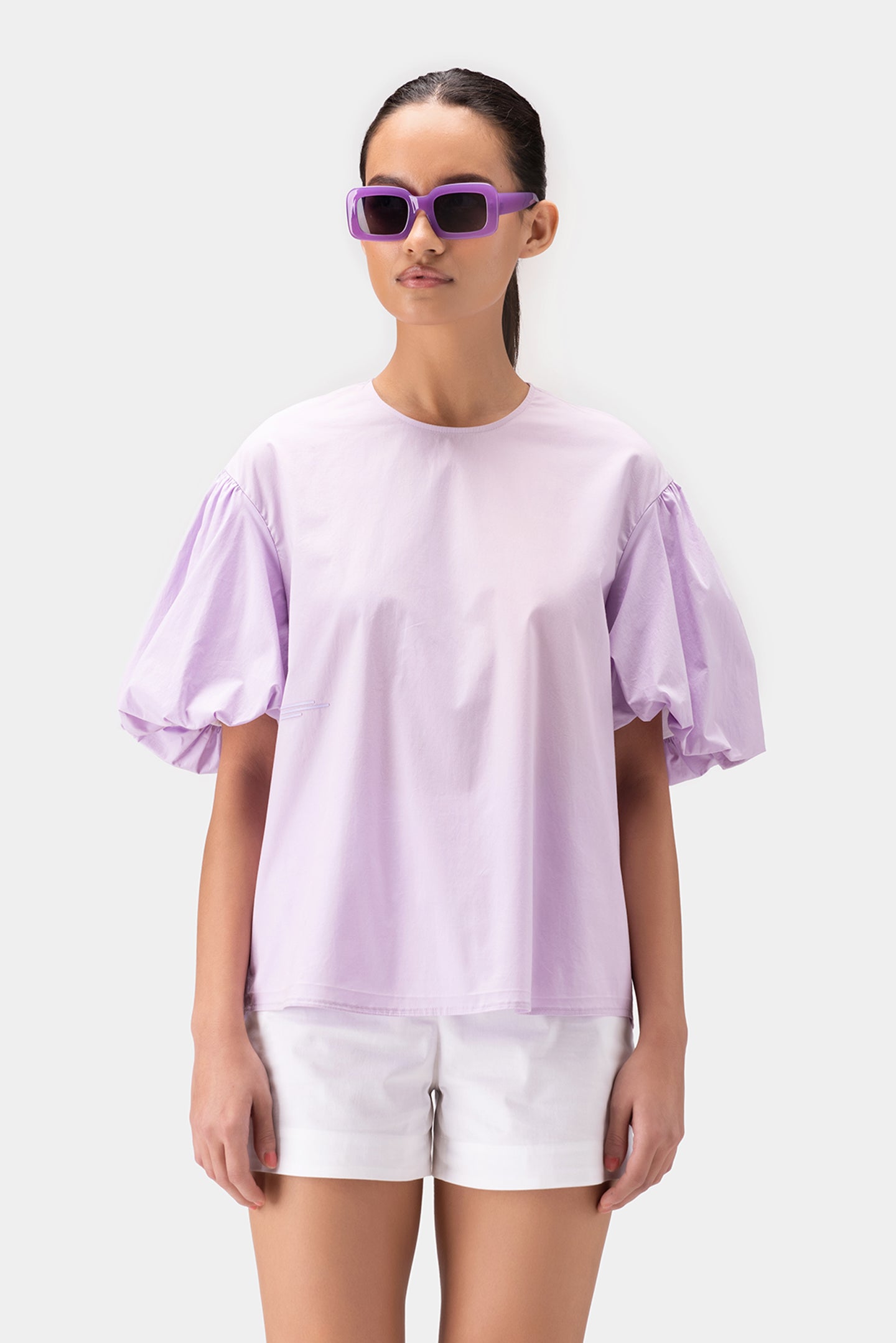 Round Neck Top with Baloon Sleeves