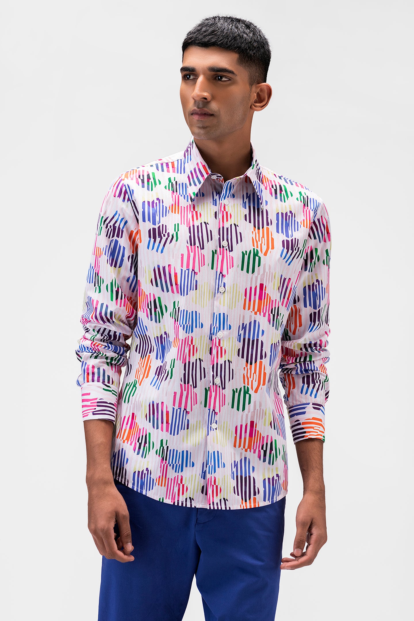 Multicolored Floral Collage Mens Shirt