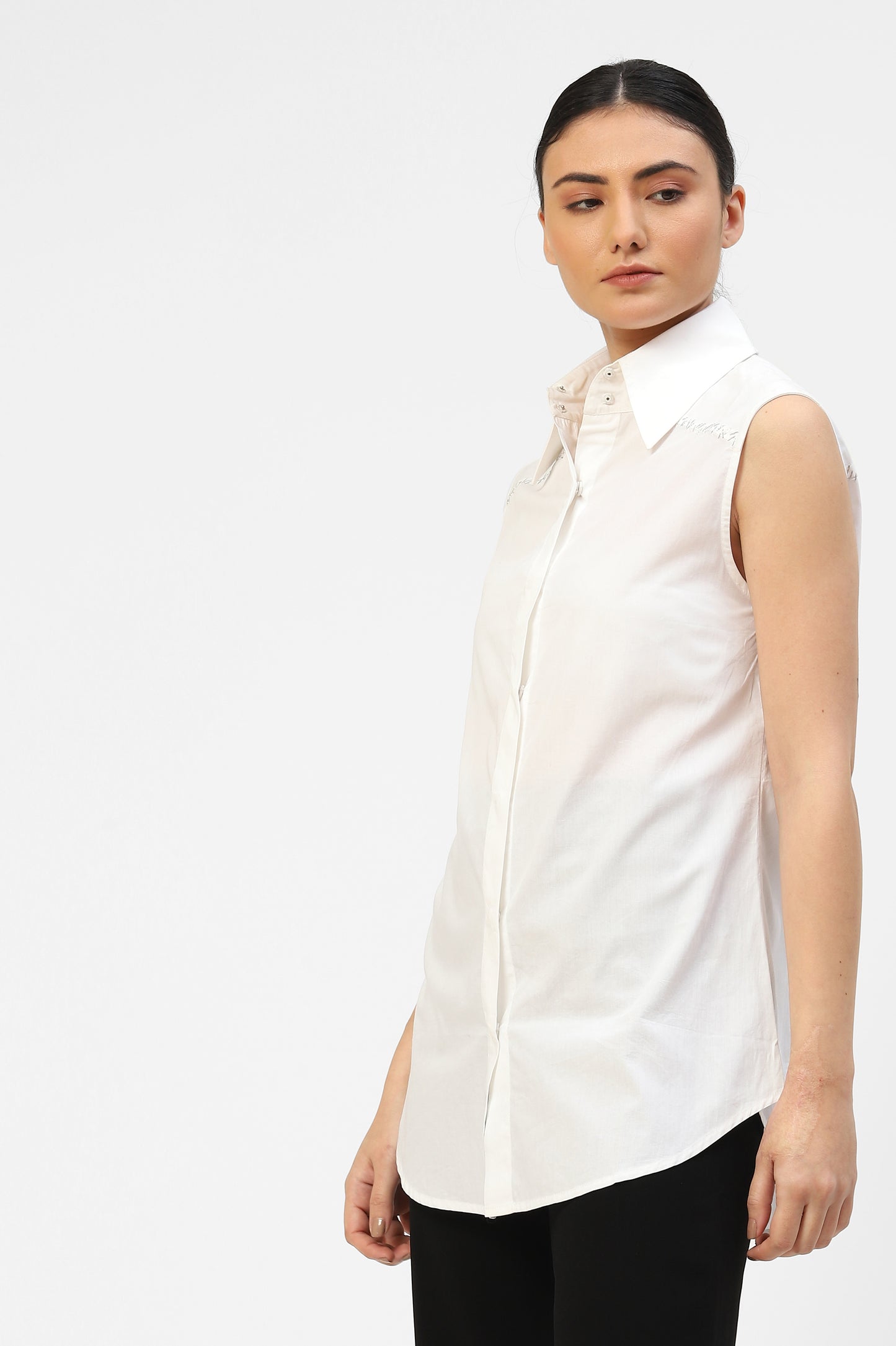 Classic White Sleeveless Shirt