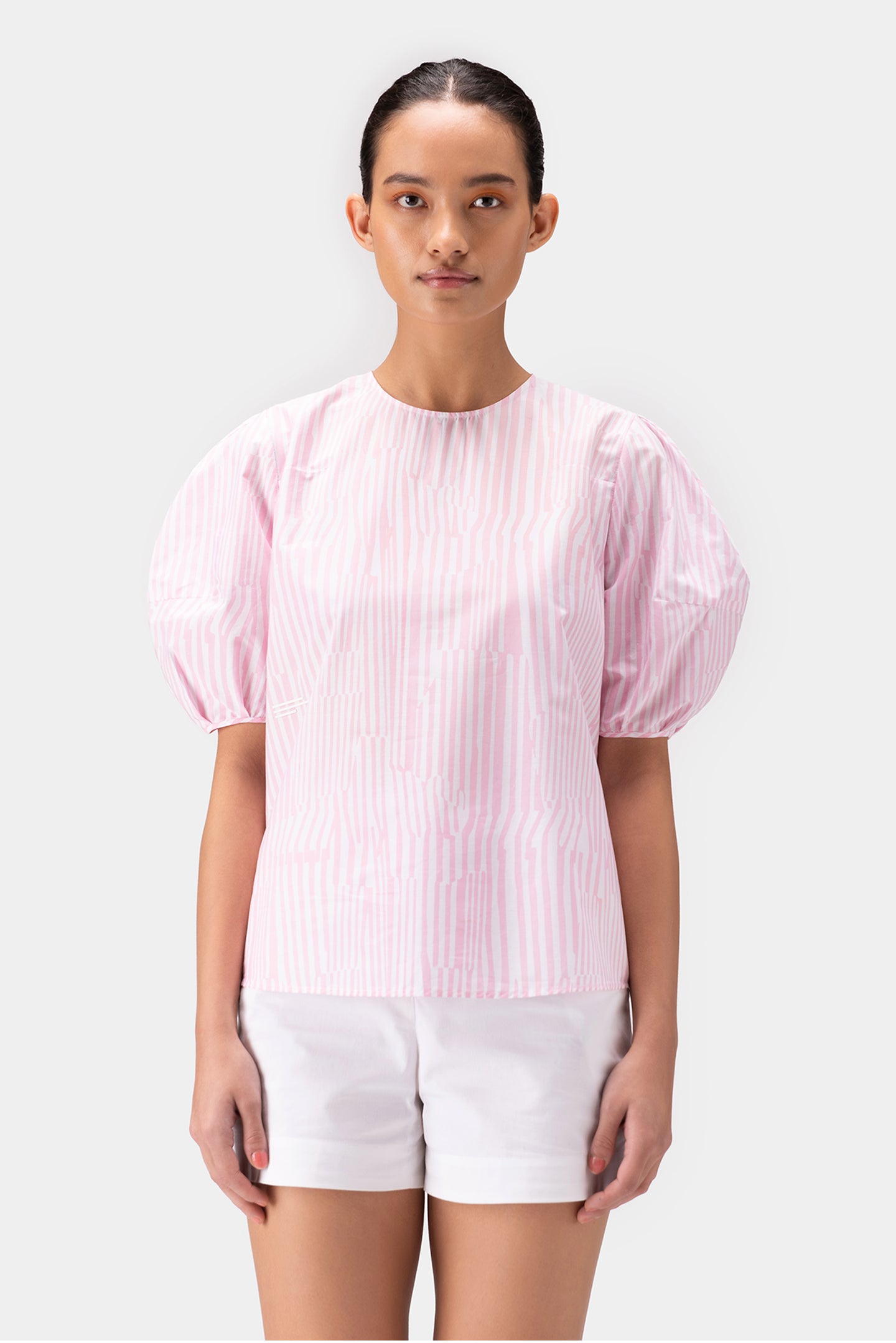 Round Neck Top with Asymettrical Stripes