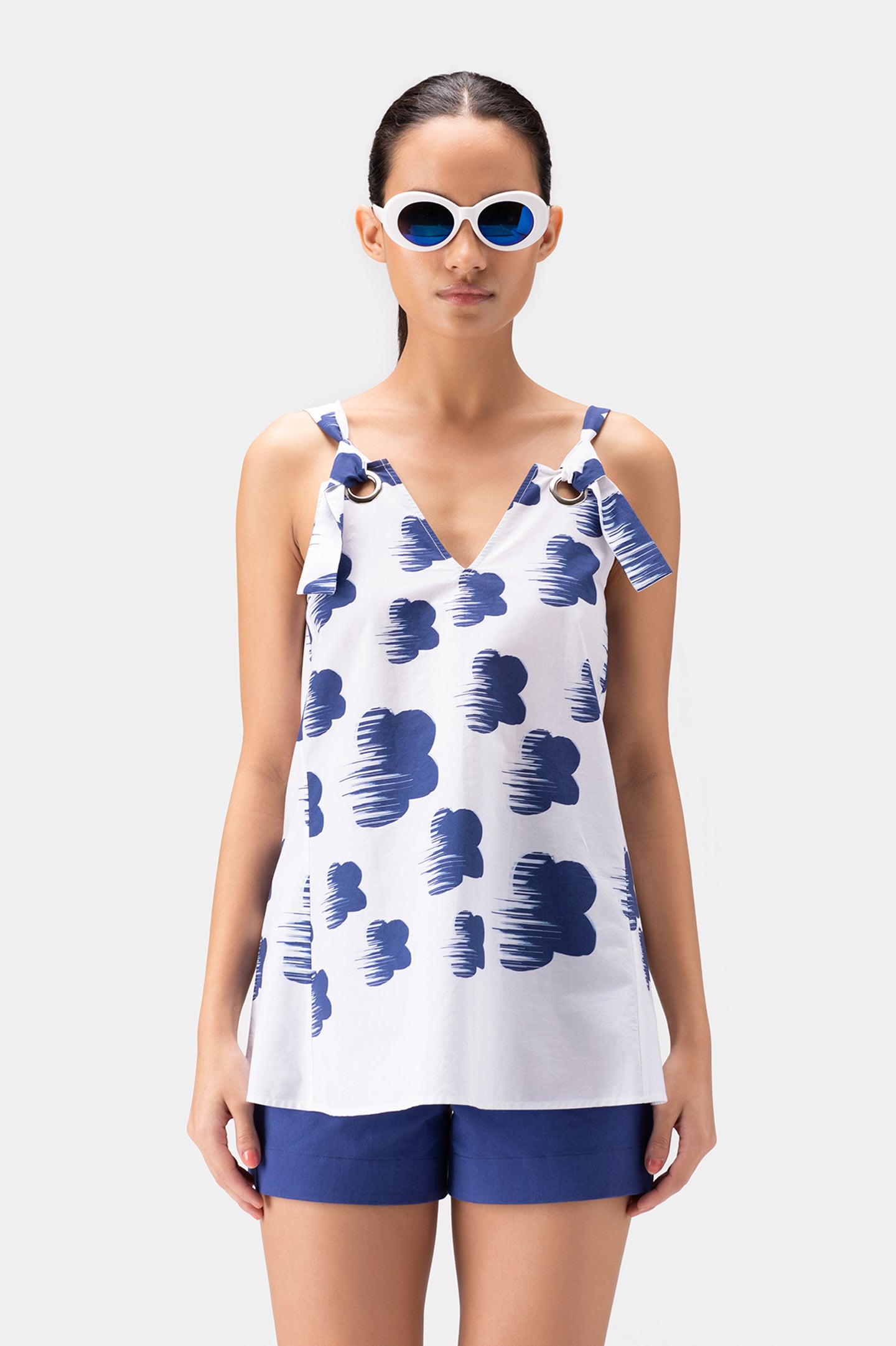 Abstract Florals Sleeveless Top