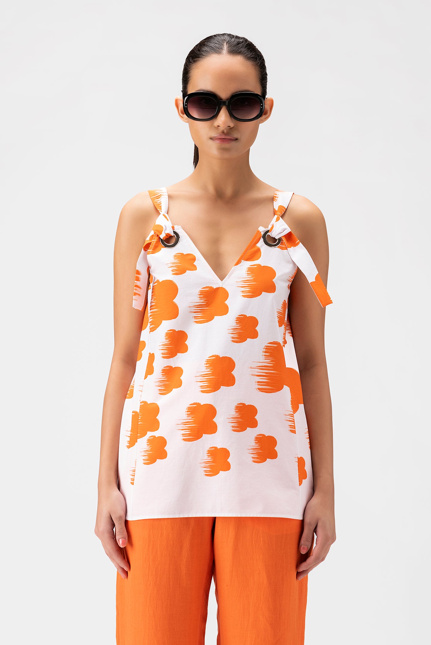 Abstract Florals Sleeveless Top