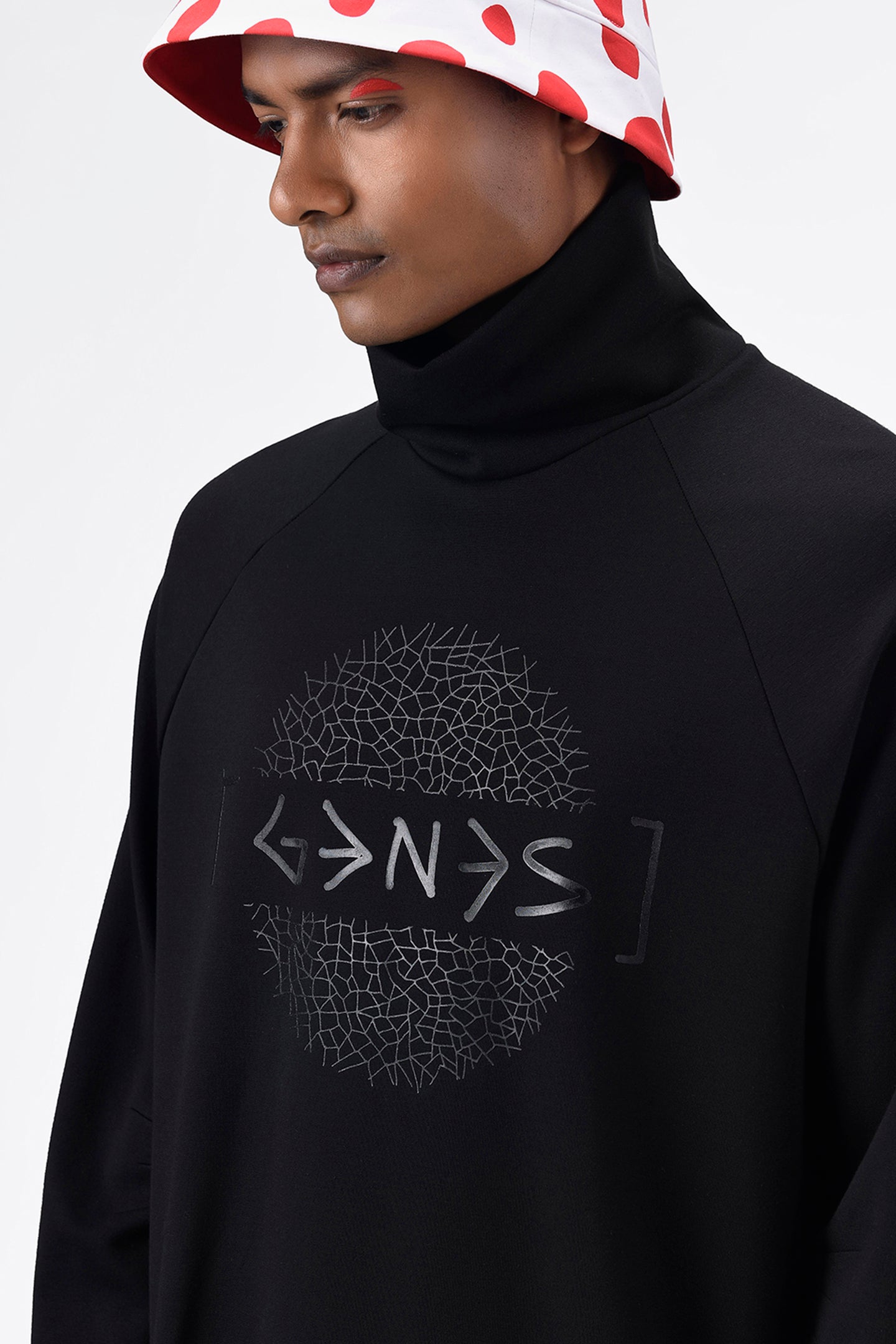 Typography Mens Turtle Neck Sweatshirt