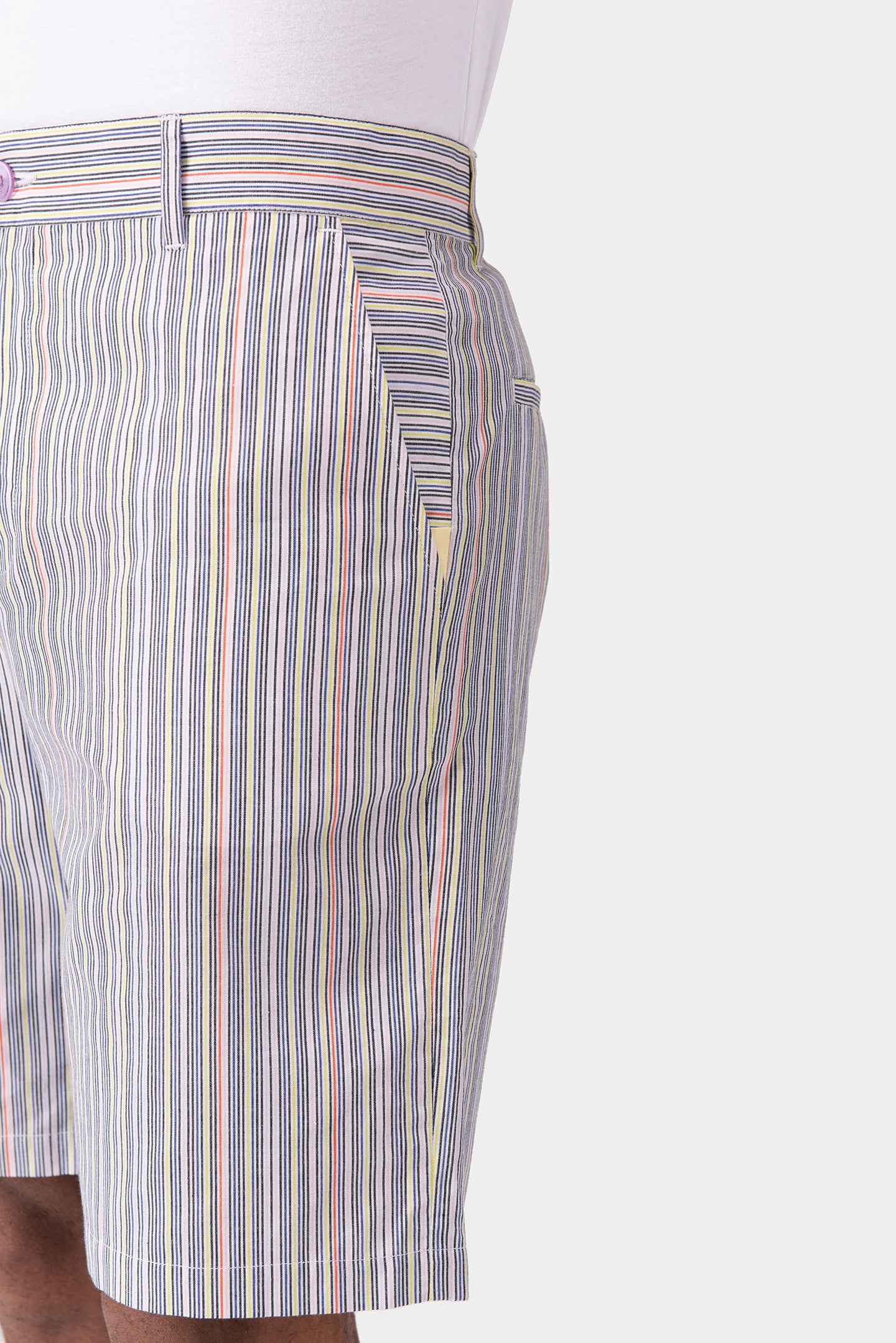 Multicoloured Mens Striped Shorts