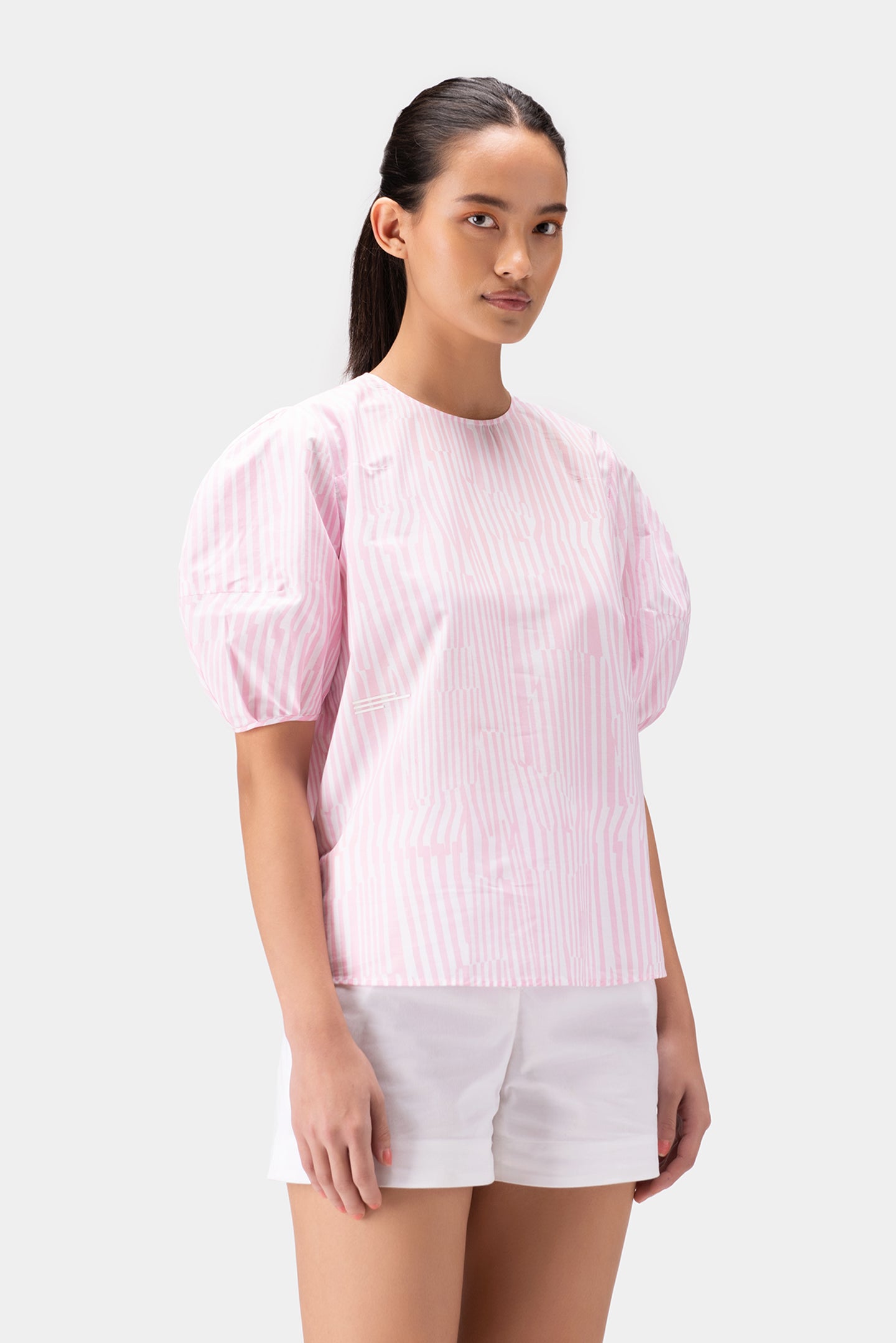 Round Neck Top with Asymettrical Stripes