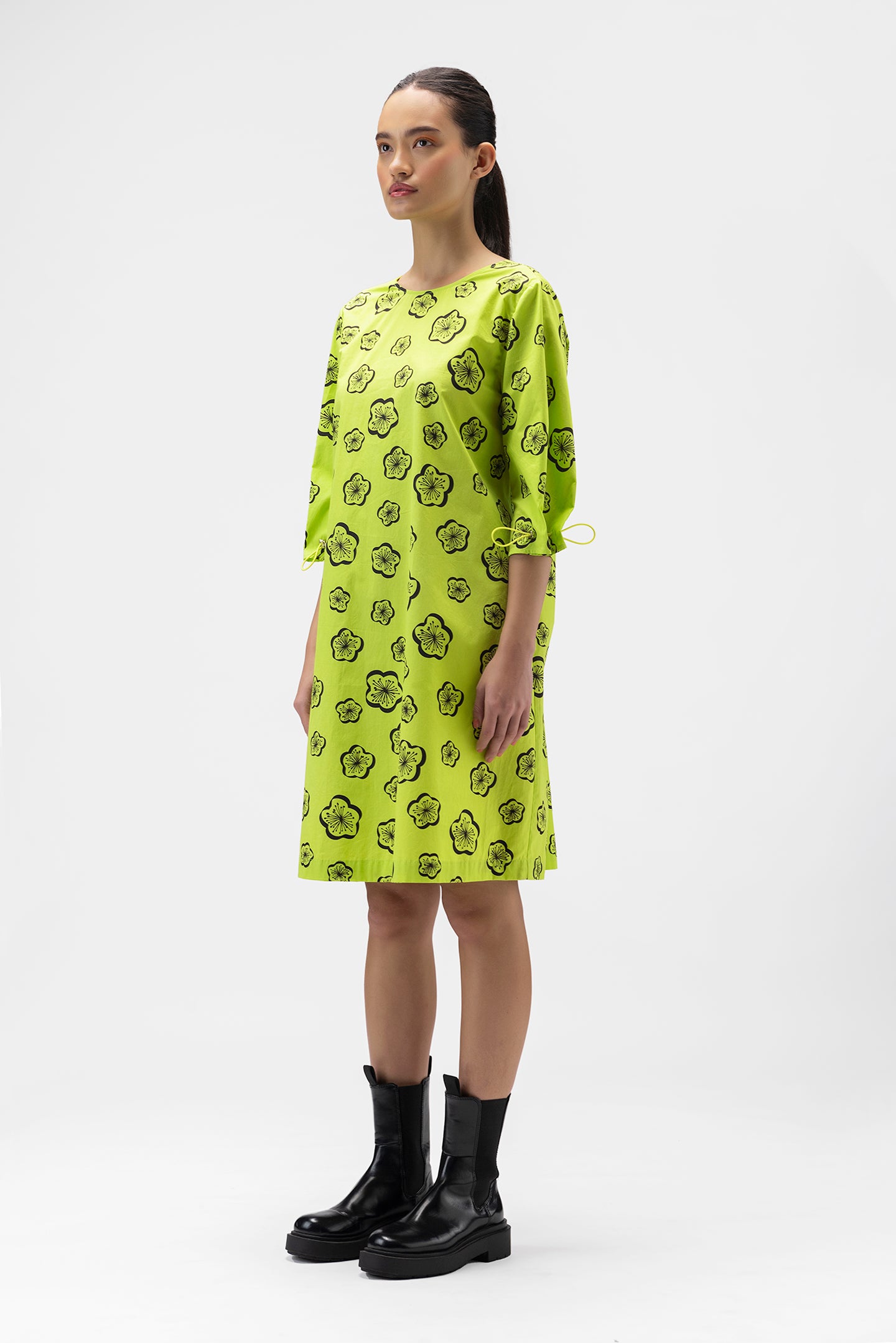 Printed Dress With Box Pleats
