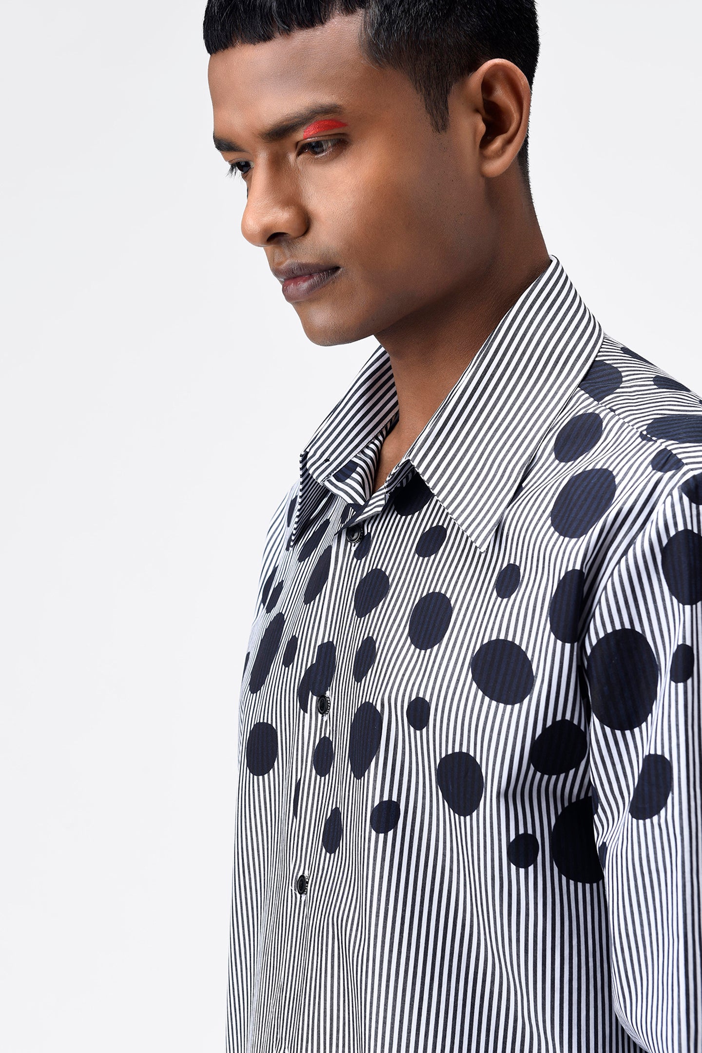 Mens Striped Shirt With Polka Dots Print