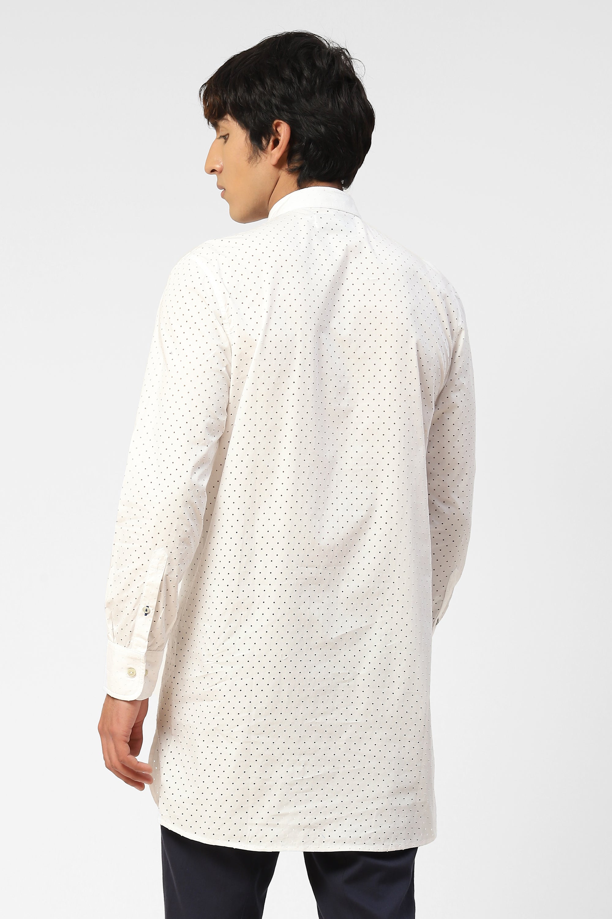 Mens Perforated Kurta with Patch pocket