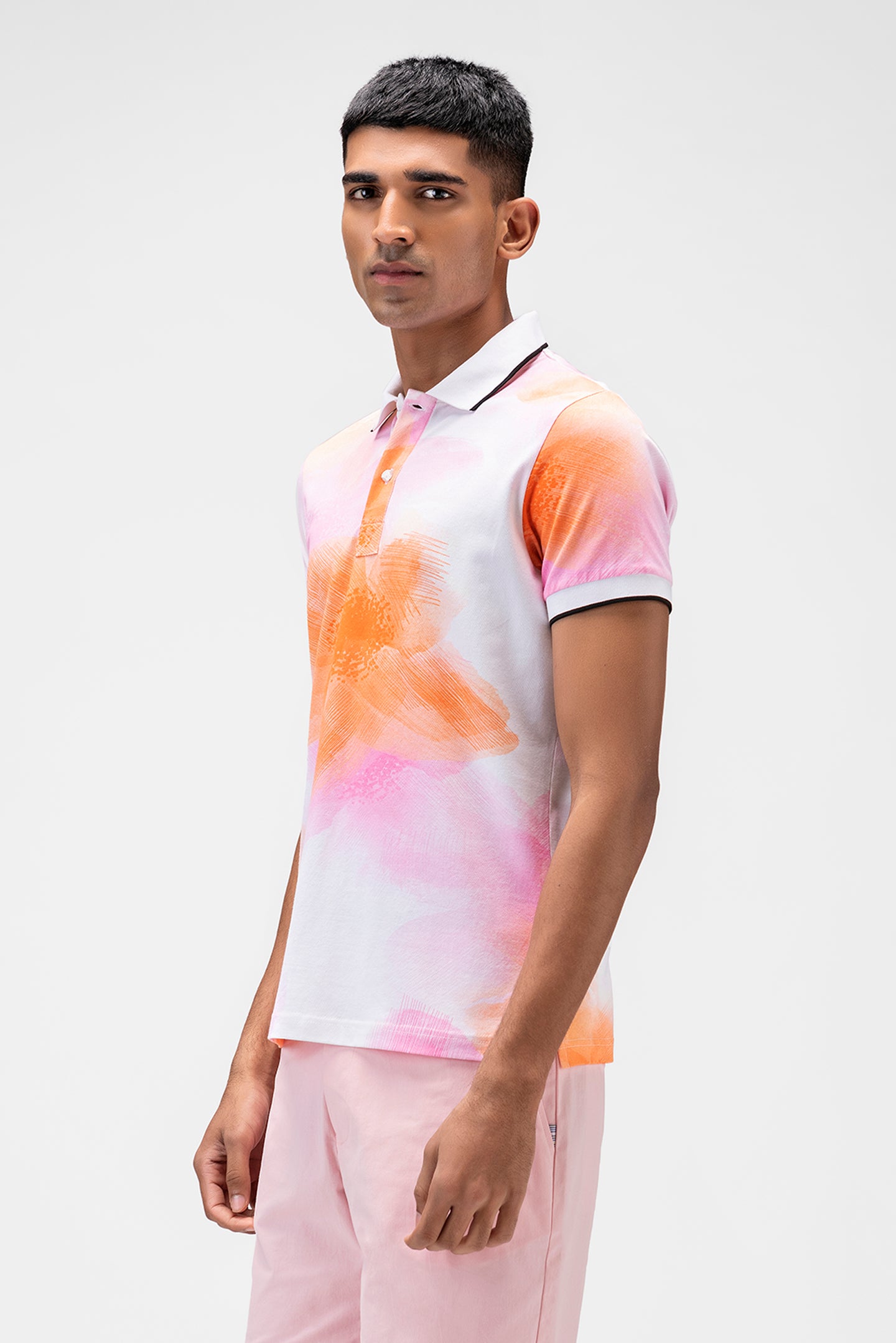 Ombre Floral Mens Polo T-shirt