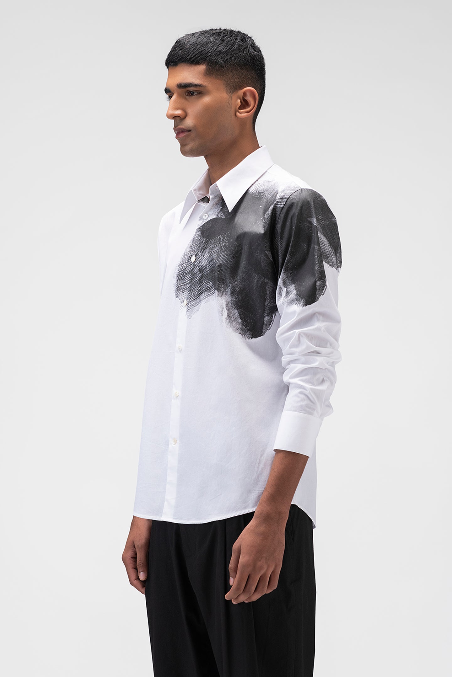 Ombre Floral Mens Shirt With Darts