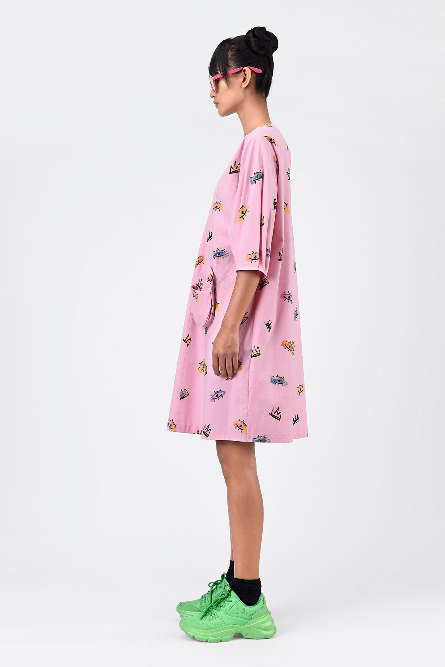 Printed Dress With Detachable Sling Bag