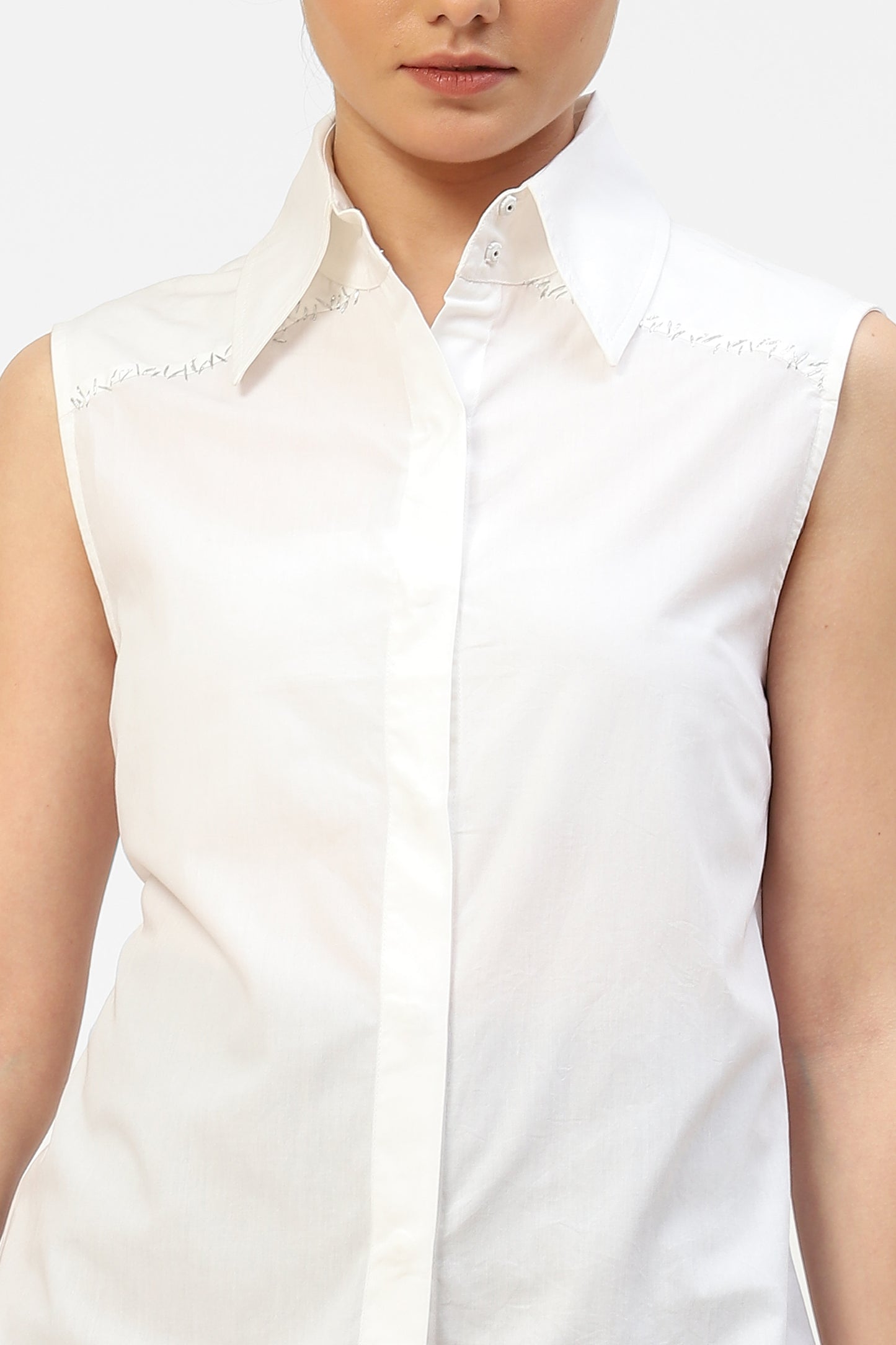Classic White Sleeveless Shirt