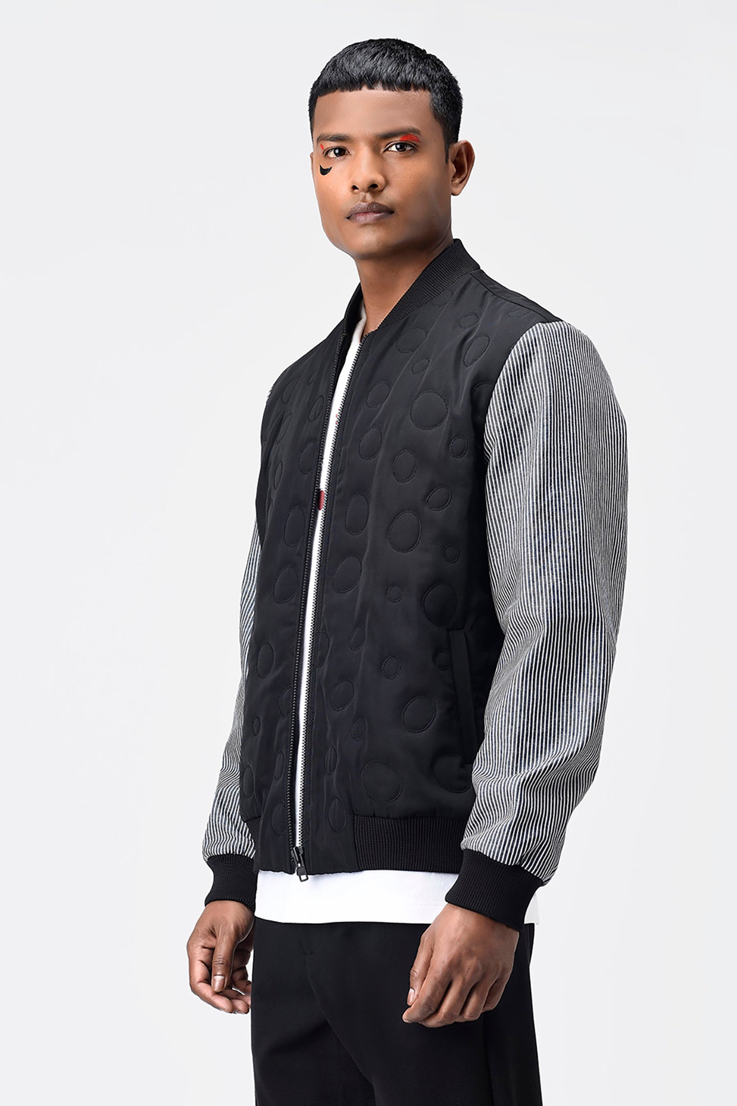 Quilted Mens Bomber Jacket With Detachable Sling Bag