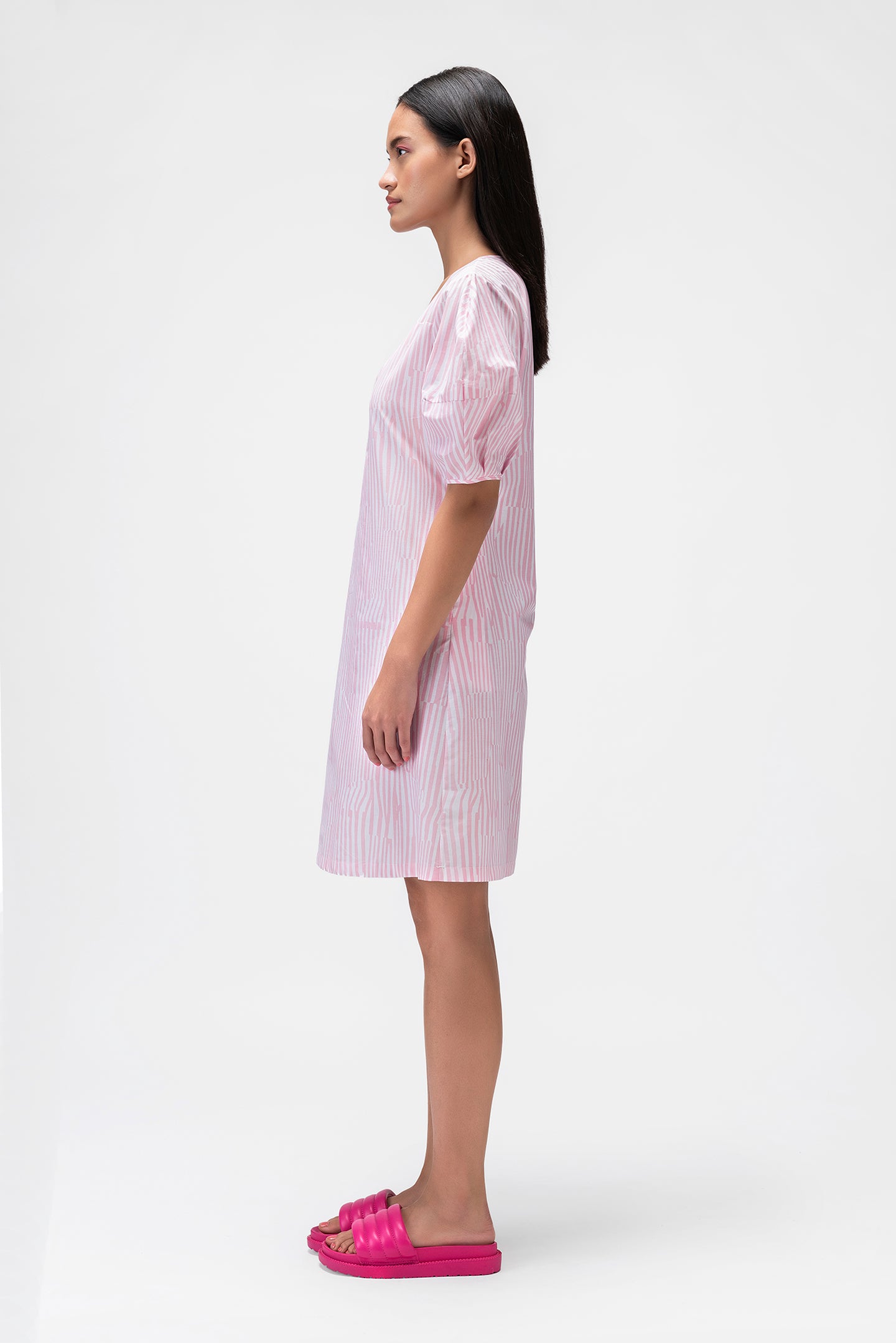 Dress with Asymettrical Printed Stripes