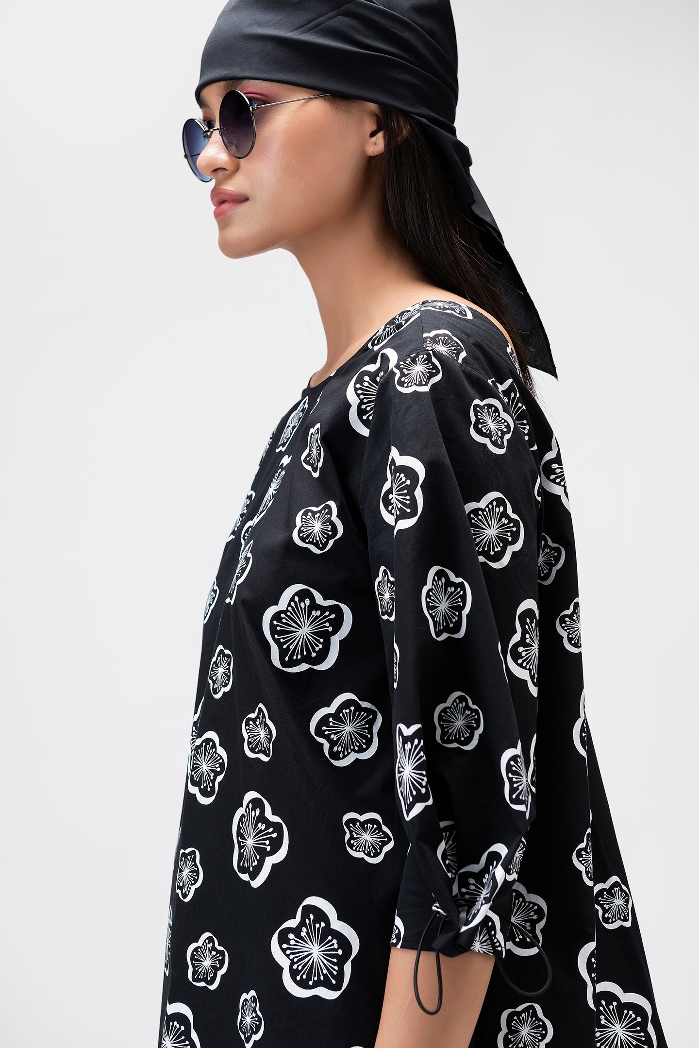 Printed top With Inverted Box Pleats