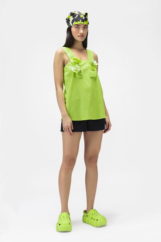 3D Embroidered A line Sleeveless Top