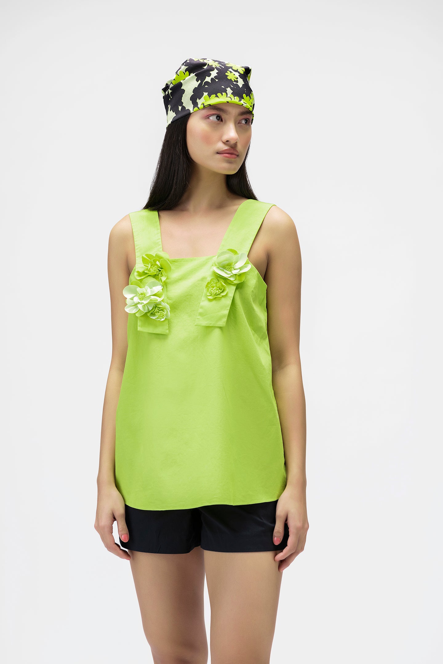 3D Embroidered A line Sleeveless Top