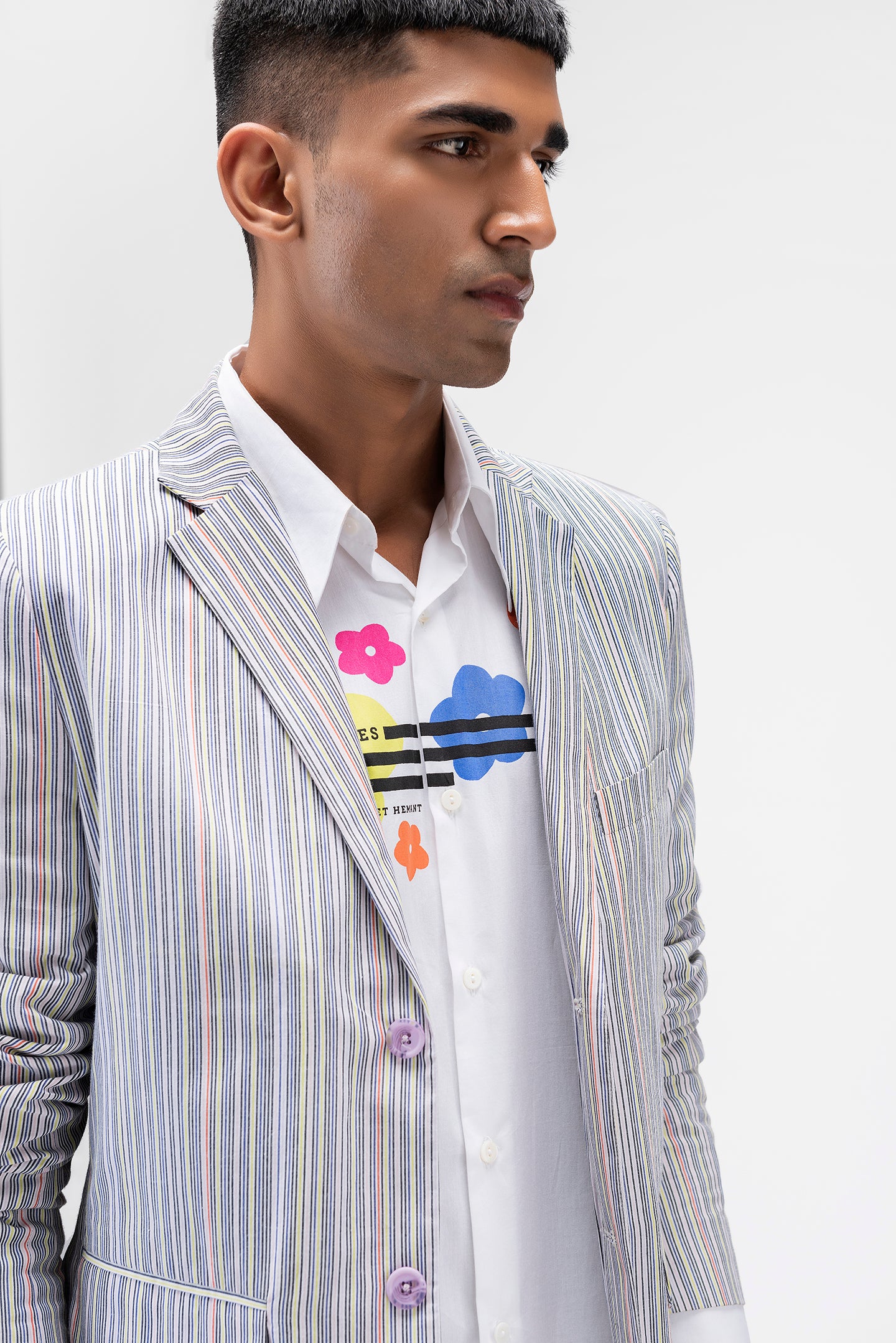 Multicoloured Mens Striped Blazer jackets