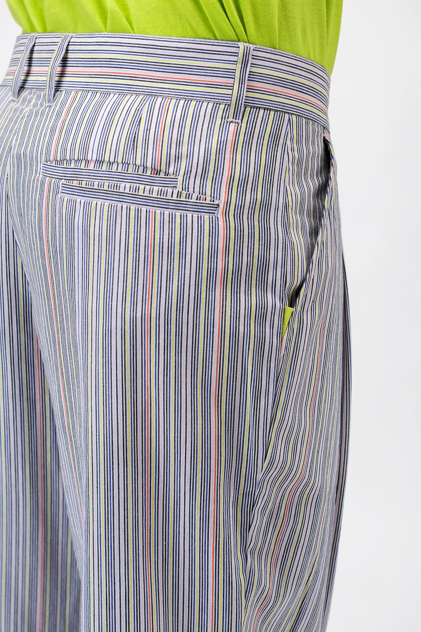 Multicoloured Mens Striped Pleated trouser
