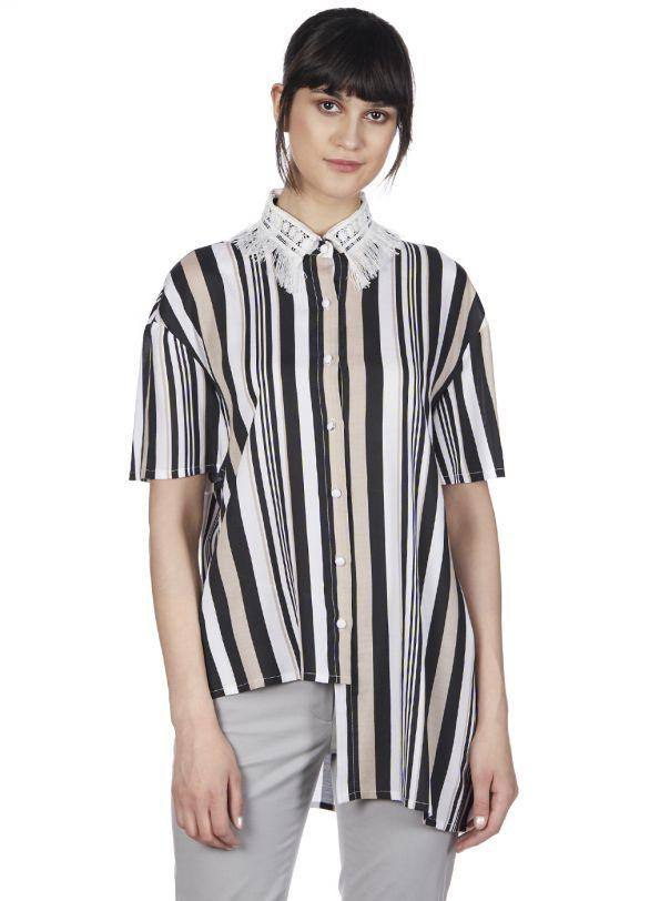 STRIPED STORIES COLLARED SHIRT - Genes online store 2020