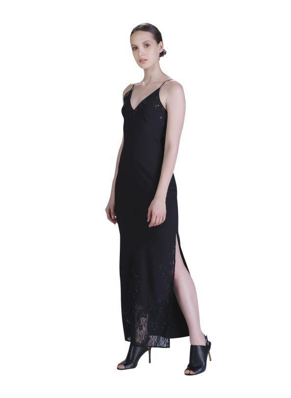 BLACK EMBROIDED MAXI DRESS - Genes online store 2020